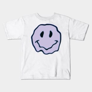 Blue melting smiley face Kids T-Shirt